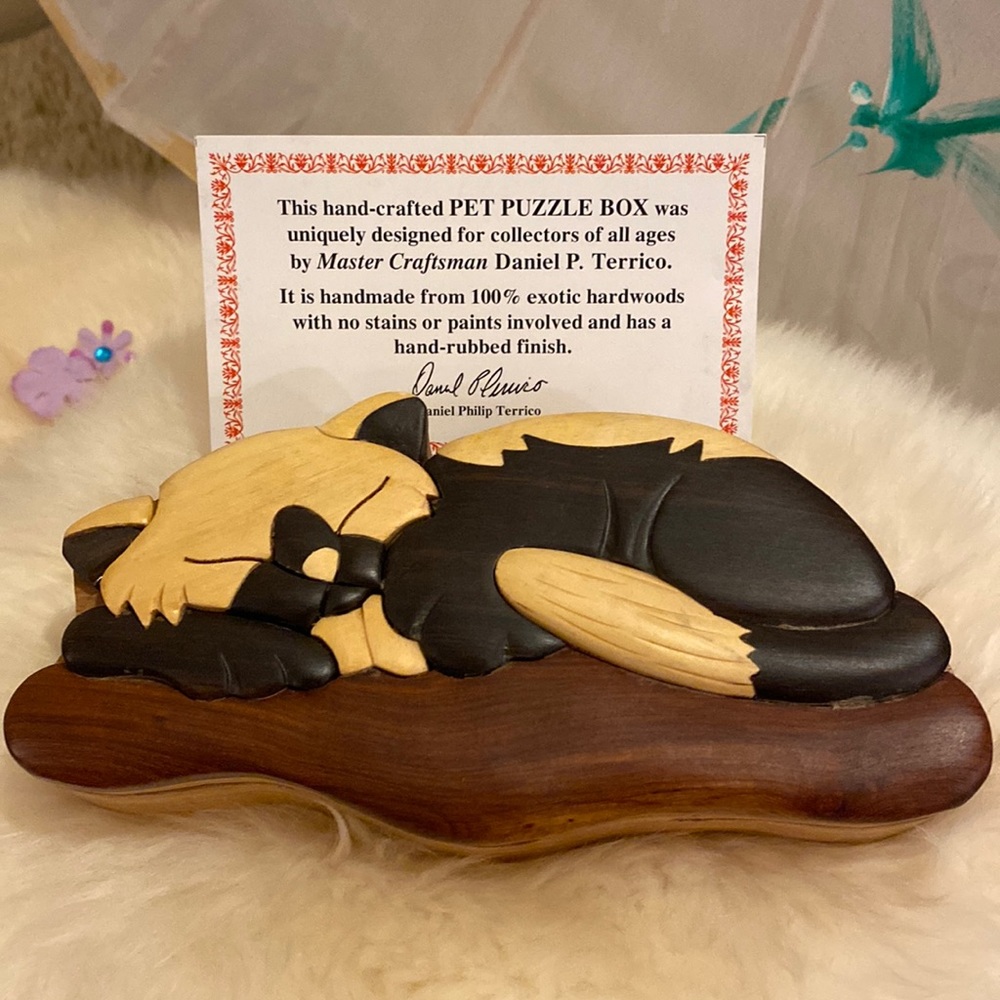 Cat PET PUZZLE BOX with Hidden Compartment uniquely crafted by Daniel Terrico.